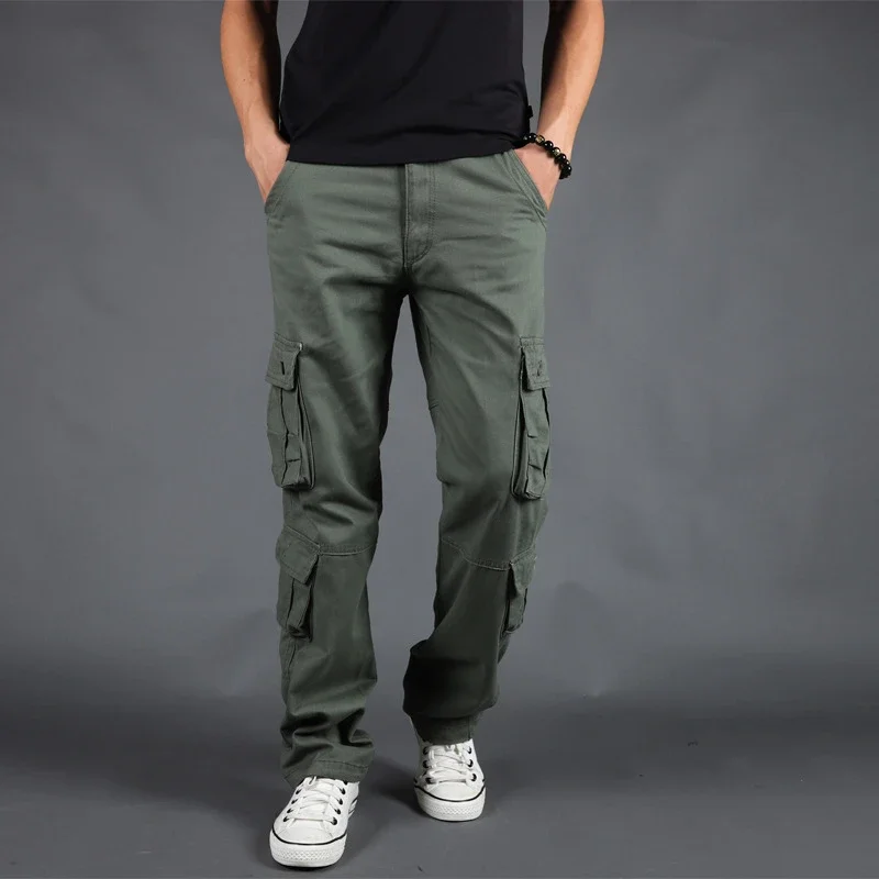 2023 New Men Cargo Pants Mens Loose Army Tactical Pants Multi-pocket Trousers Pantalon Homme Big Size 42 Male Military Overalls