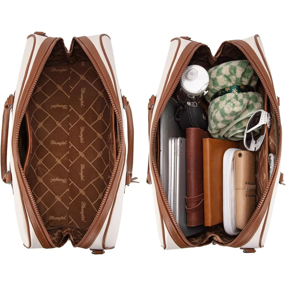 حقيبة كبيرة من القماش الخشن لعطلة نهاية الأسبوع للنساء - حقيبة حمل مصممة بين عشية وضحاها، حقيبة جلدية للرحلات، بيج #4