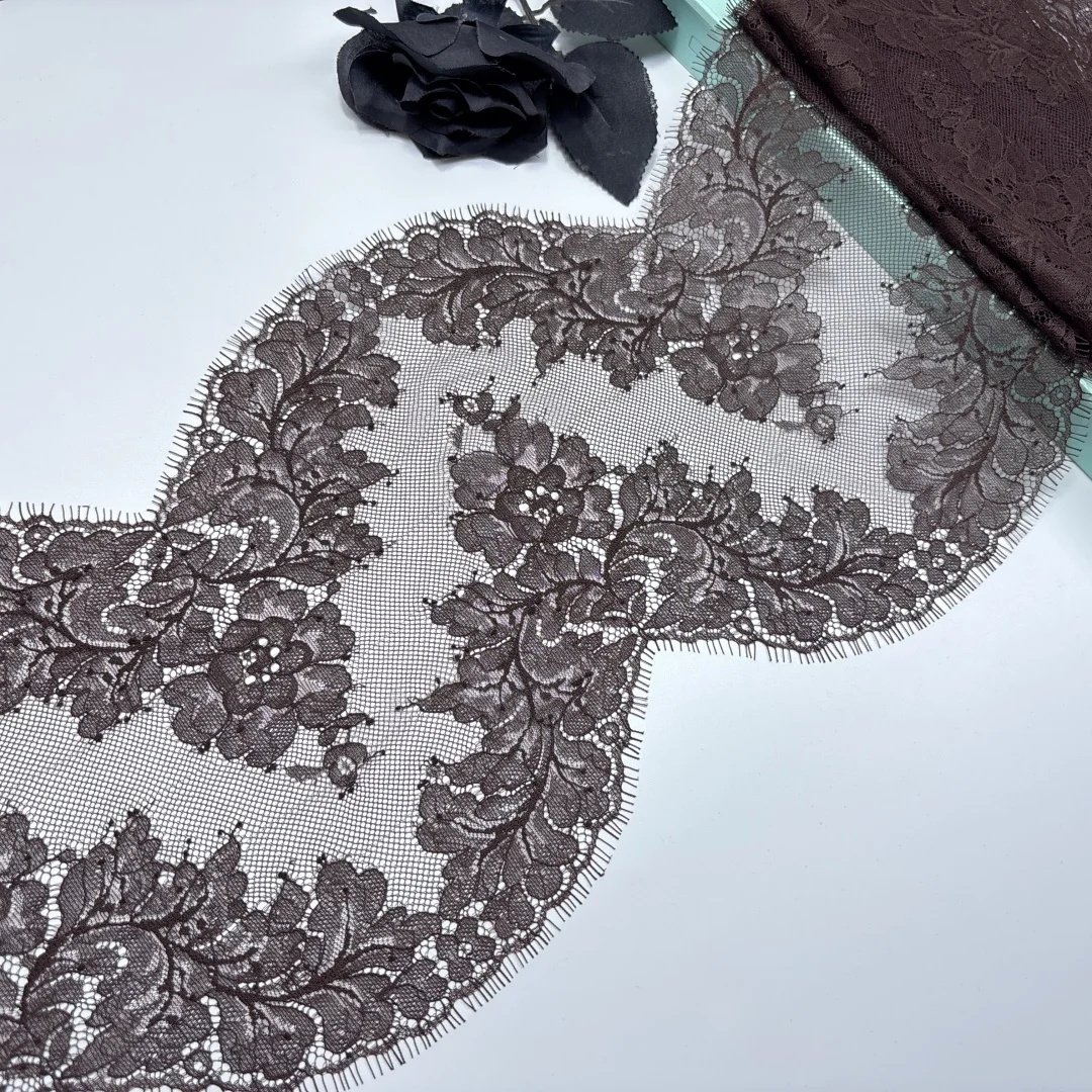 Eyelash Lace Trim, Chocolate Brown Color, Chantilly Lace, Accessories, DIY Embroidery & Sewing Crafts, Emerald Green French Lace