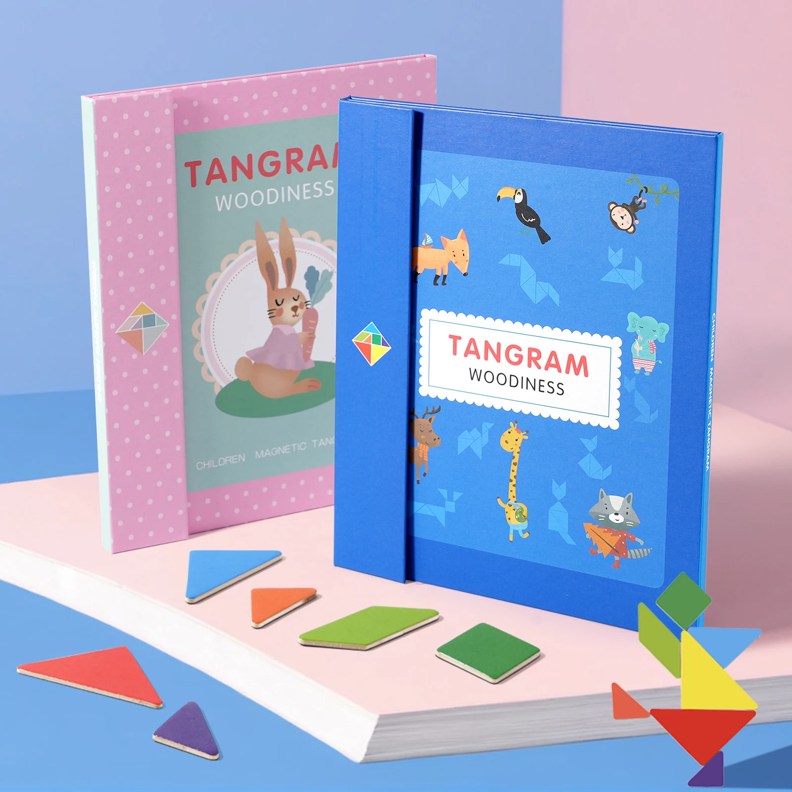 Jeu de Tangram Magnétique en Bois pour Enfants