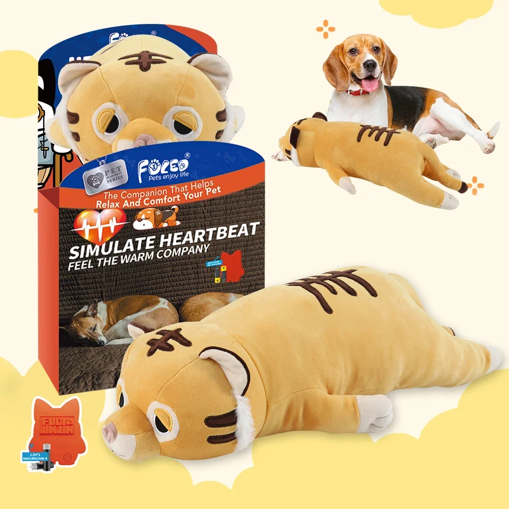 PETFULED Lucky Tiger Puppy Heartbeat toy. Puppy Heartbeat Toy Dog stress Relief Calming Aid Puppy Heartbeat Stuffed Animal