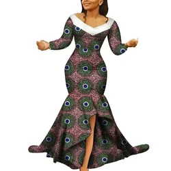 Robe Africaine Dashiki en Bazin à Longue Queue de Poisson pour Femme, Tenue Éducative pour ixde Mariage, Nouvelle Collection, WY5759