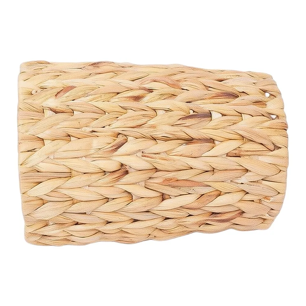 Natural Water Hyacinth Trash Can Boho Wicker Design 19x28cm Stylish Waste Basket for Living Room Bedroom Decor