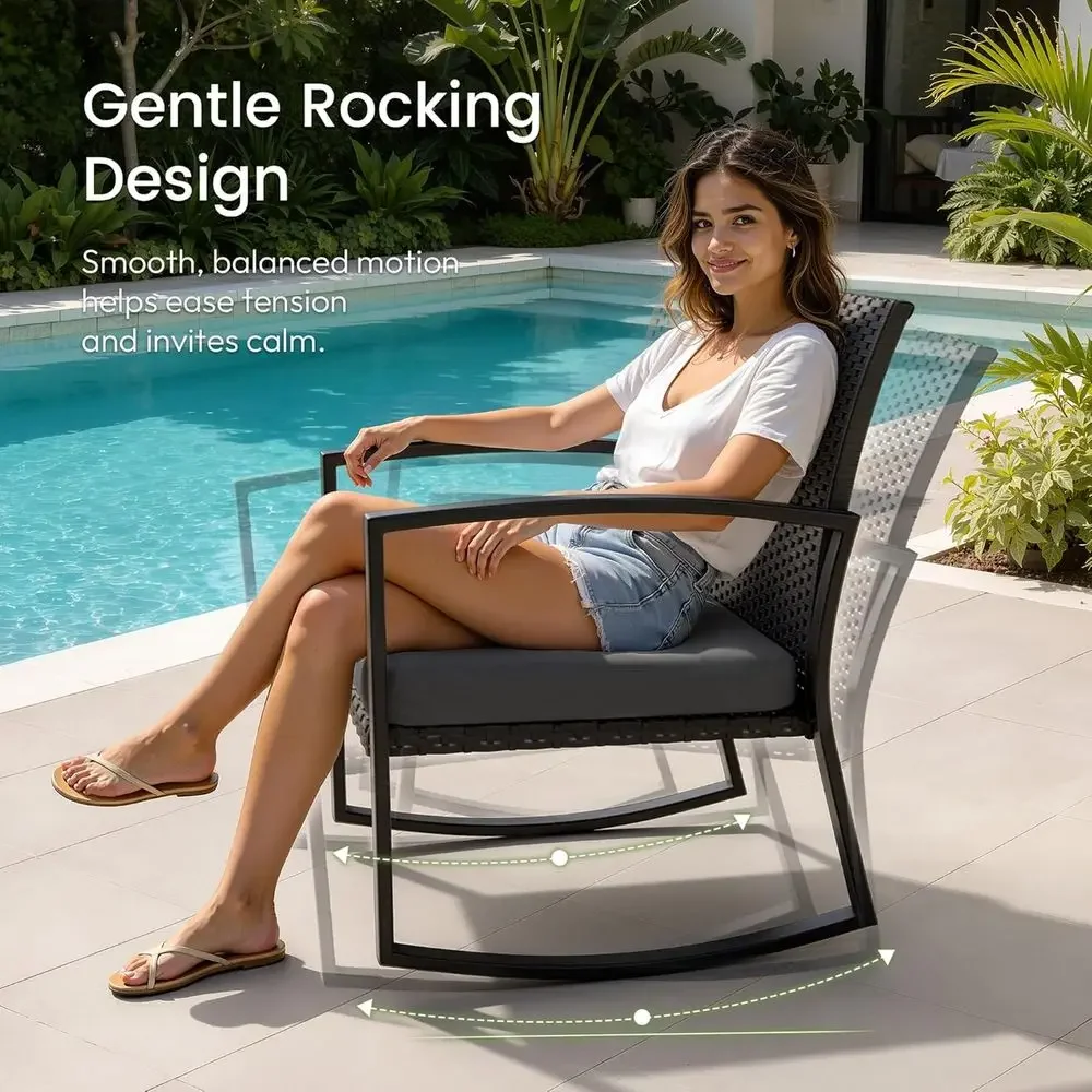 All-Weather 3-Piece Wicker Patio Bistro Set, Medium Gray, Ideal for Outdoor Porch, Balcony, Garden, Backyard, Poolside