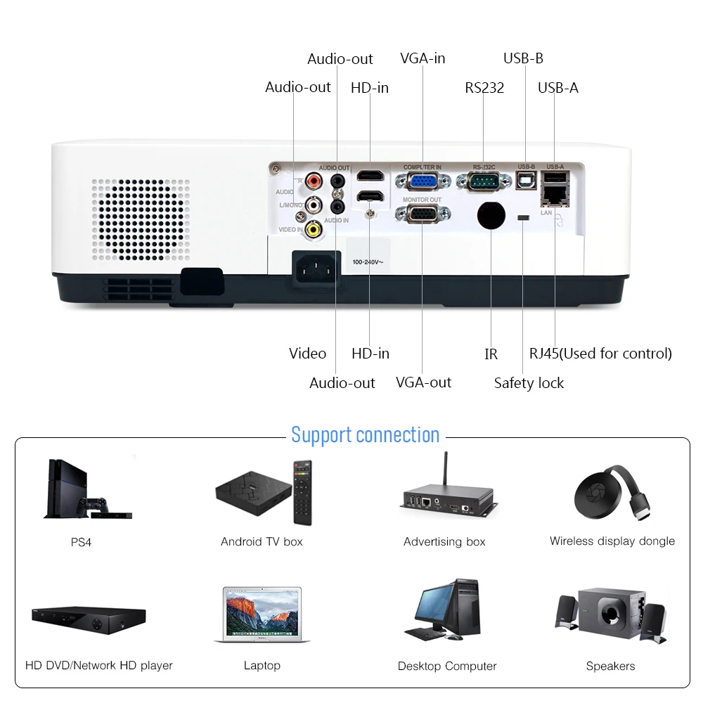 BYINTEK K600WUXGA 3LCD Video  Projector Use for Education, Conference, Advertising, Holographic