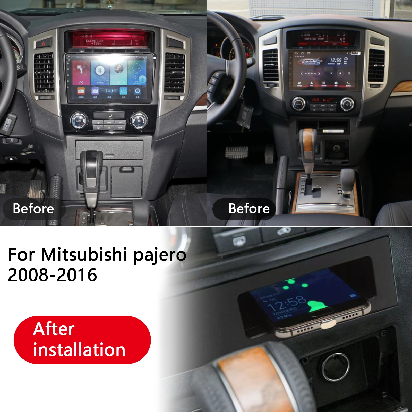 لميتسوبيشي باجيرو 2008 2010 2011 2012 2013 2014 2016 سيارة مركز وحدة التحكم الهاتف سريع شاحن لاسلكي لوحة شحن حامل