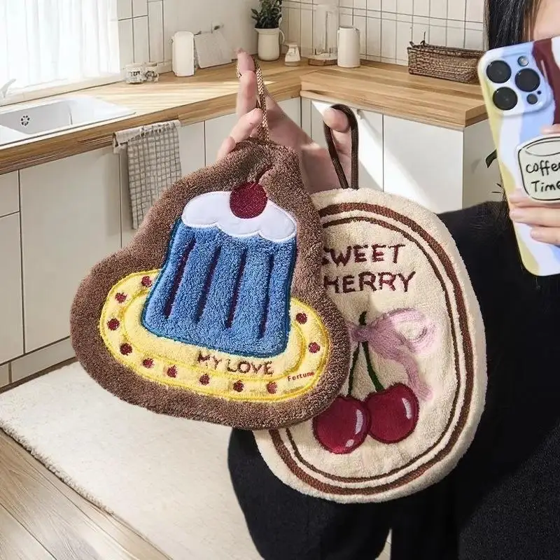 Thickened Absorbent Kitchen Bathroom Hand Towel - Wall Hanging Cleaning Cloth Handkerchief For Household Wiping