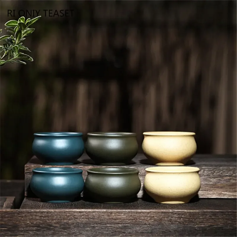 2 Pcs/set Authentic Yixing Raw Ore Purple Clay Teacup Handmade Boutique Tea Bowl Master Tea Cup Chinese Tea Set Accessories 40ml