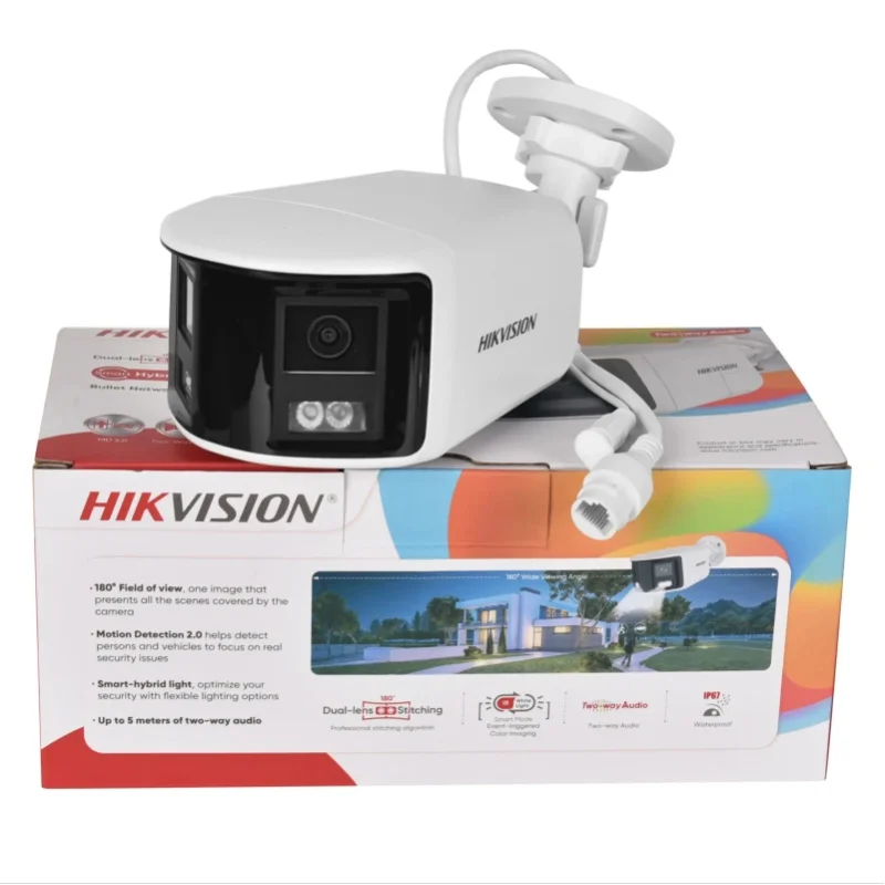 Hikvision 8MP DS-2CD1T83G2P-LIUF/SL 180 °   Dual-Objektiv-Weitwinkel-Smart-Hybrid-Lichtkamera mit 2-Wege-Audio für den Außenbereich