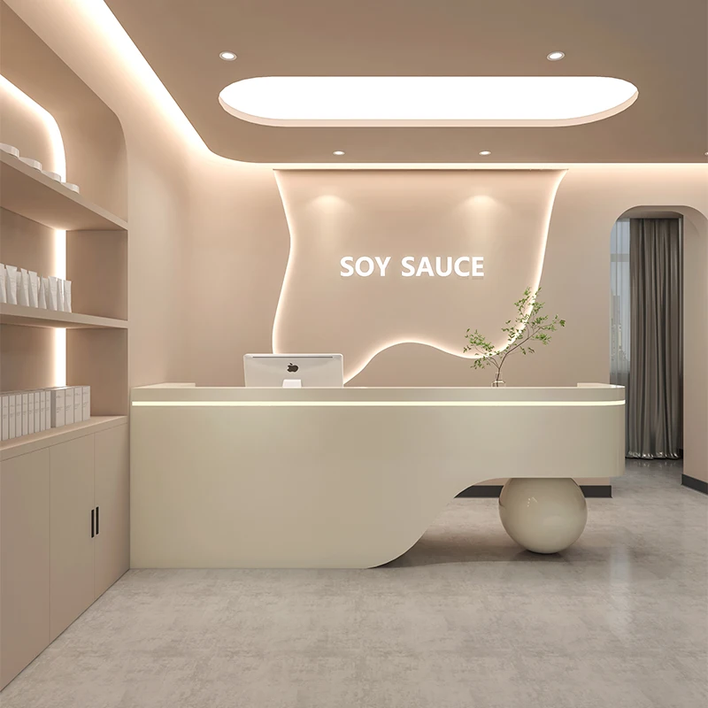 

Counter Reception Desks Aesthetic Company Storage Beauty Business Drawers Clothes Store Floor Comptoir Caisse Checkout Counter