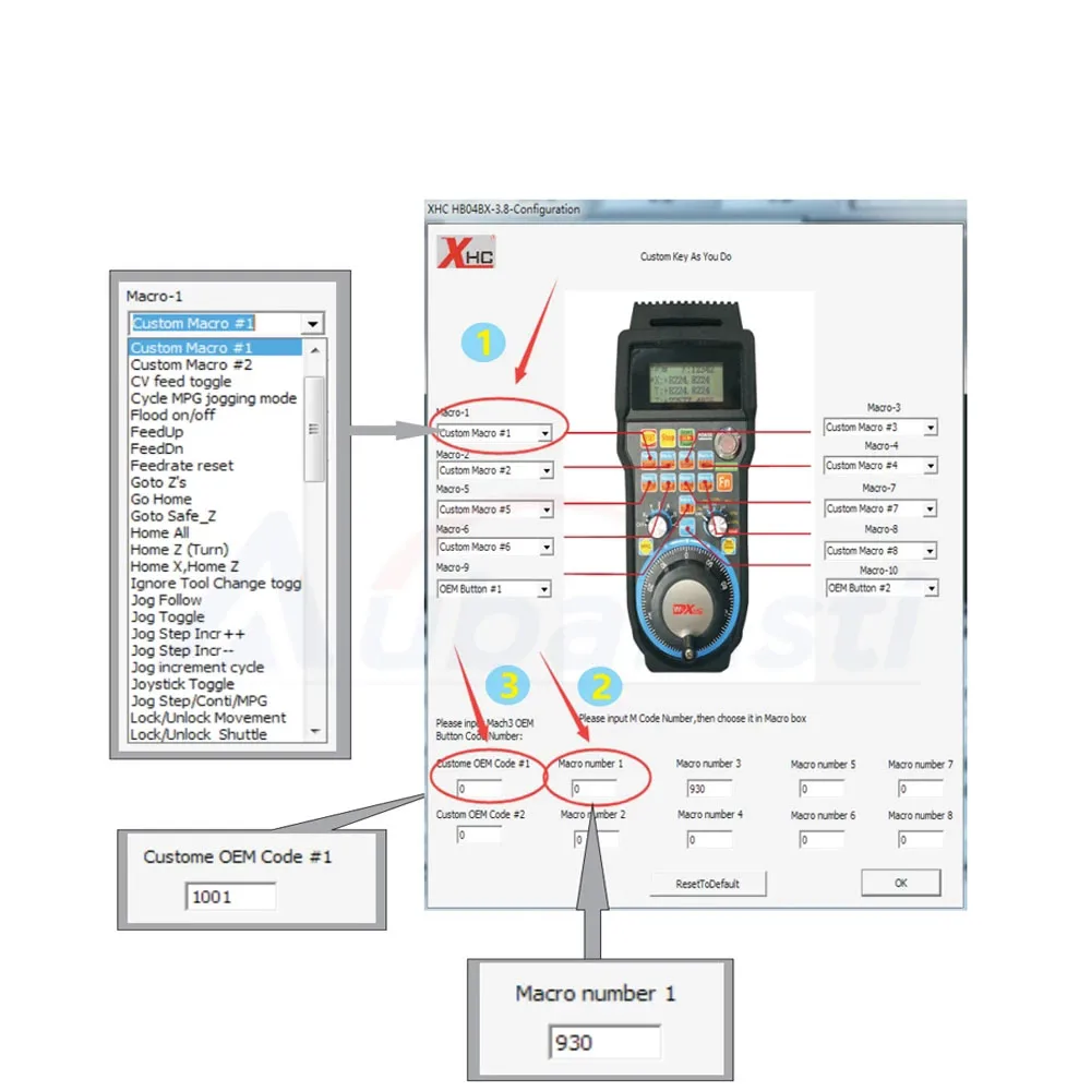 XHC 유선 MPG 펜던트 핸드휠 CNC 컨트롤러, 4/6 축 타각기, 최신 Mach3 LHB04B