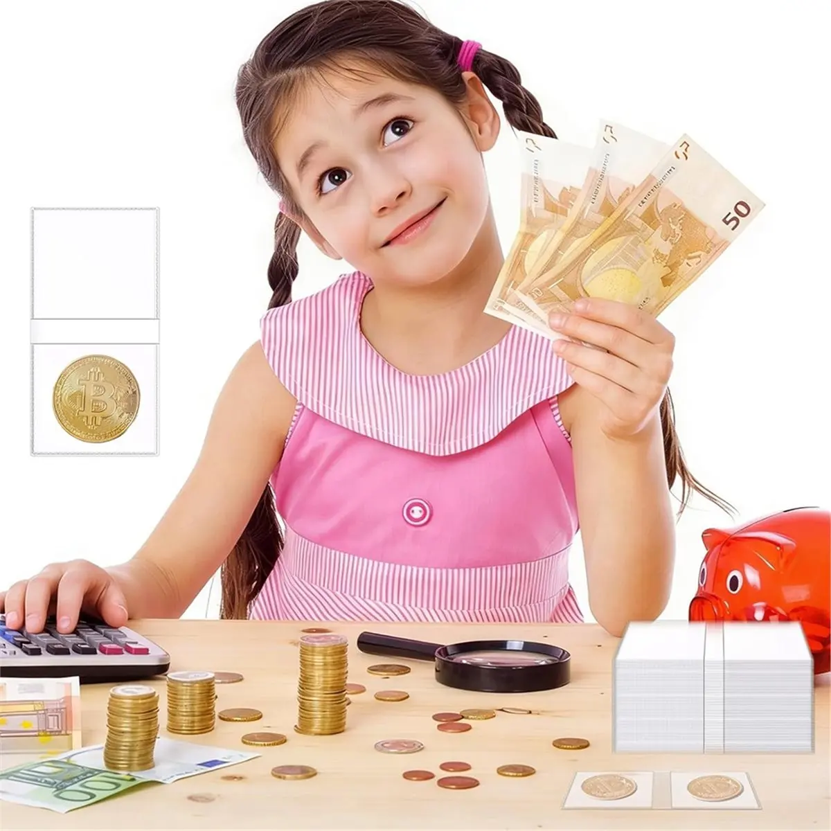 

200Pcs 2.5 X 2.5 Double Pocket Coin Flips Clear Coin Collector Protectors Individual Plastic Sleeves Holders