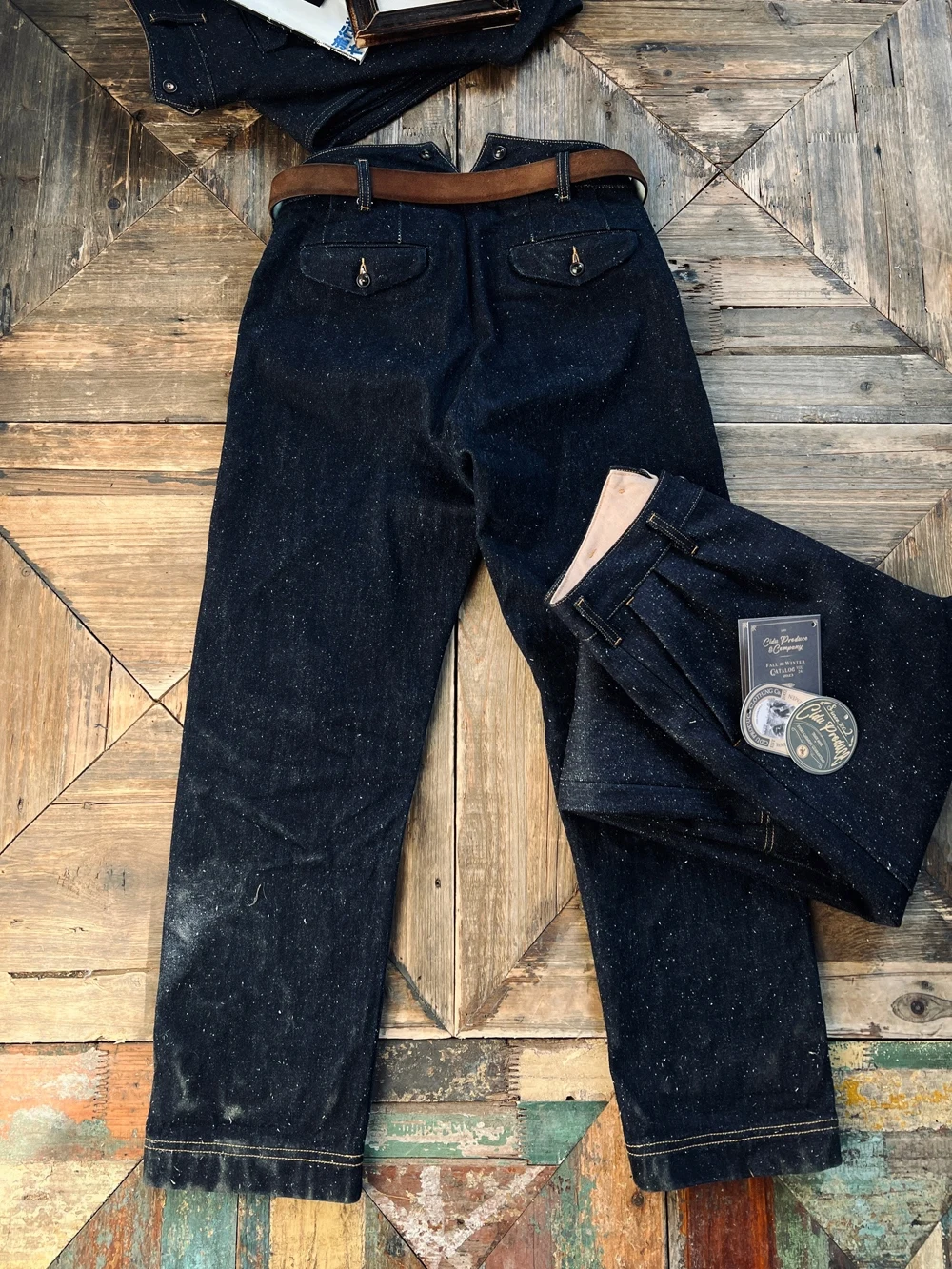 

Tailor Brando 15oz Redline Denim Italian Fishtail Pants Mid-high Waist Straight Gentleman Original Color Casual Jeans