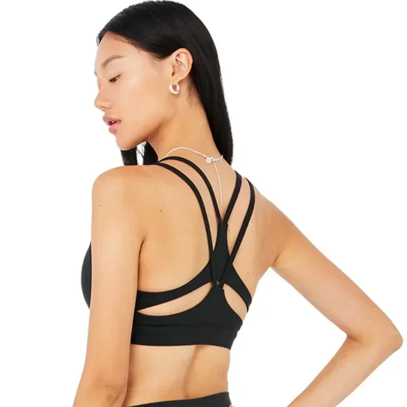 Soutien-gorge absorbant les chocs pour femme, haut de yoga nude, sous-vêtements dos, sport, fitness, nouveau