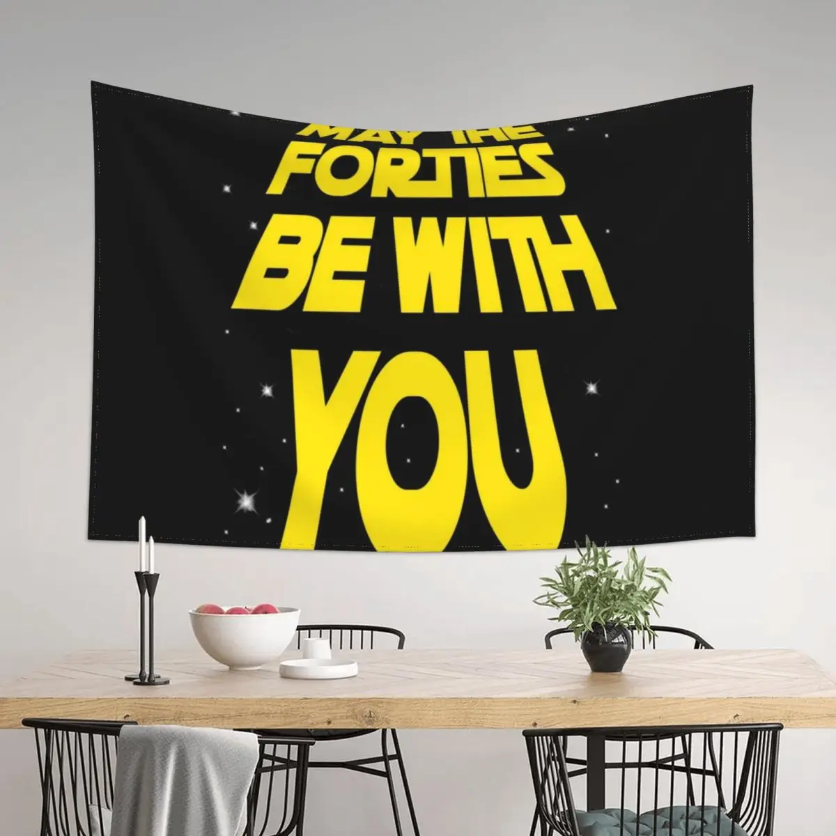 

Funny 40th Birthday Gift - May the Forties Be With You - Novelty T-Shirt Tapestry Decor For Room Tapestry