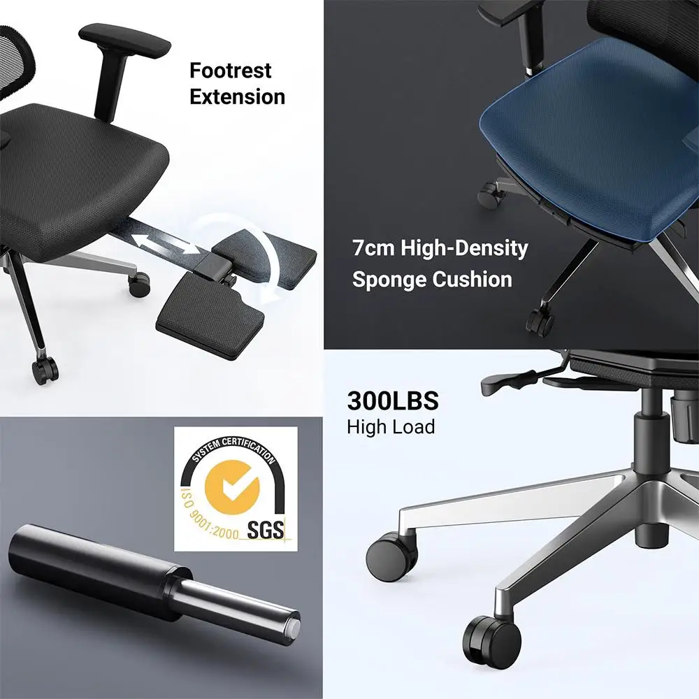 NEWTRAL Chair Pro NT002 Adaptive Lower Back Support Ergonomic Chair, Adjustable Armrest Headrest Footrest, 4D Mesh