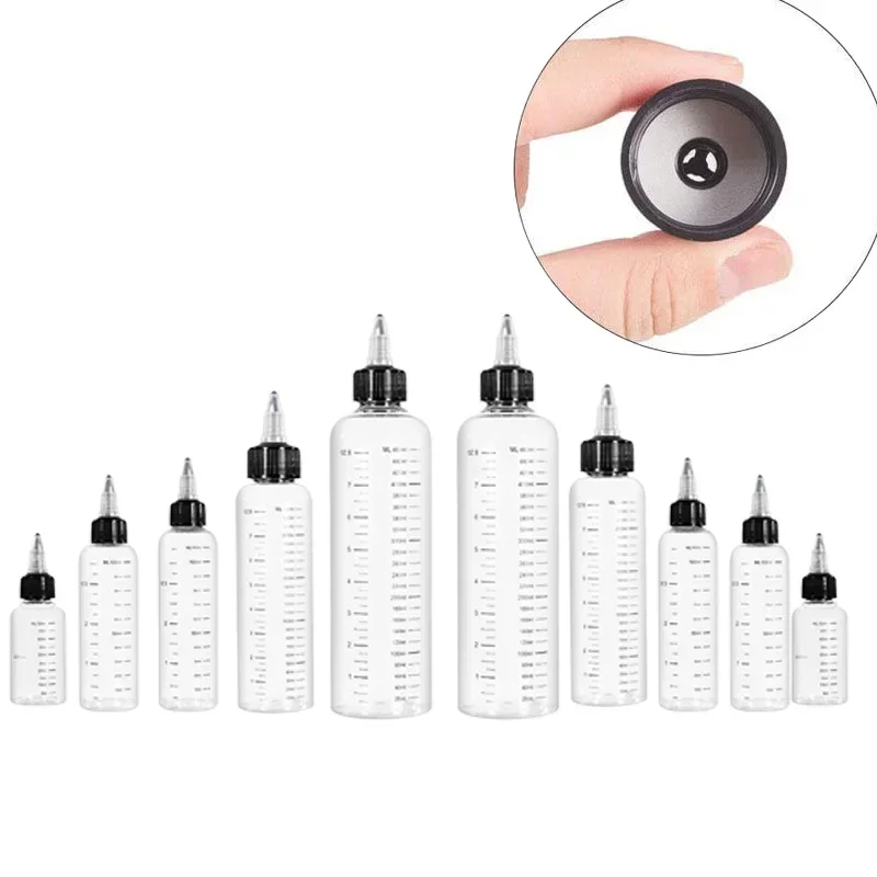 30 garrafas plásticas transparentes vazias do conta-gotas dos pces 30ml-250ml com tampas superiores da torção recipientes recarregáveis para pigmento da tatuagem do óleo