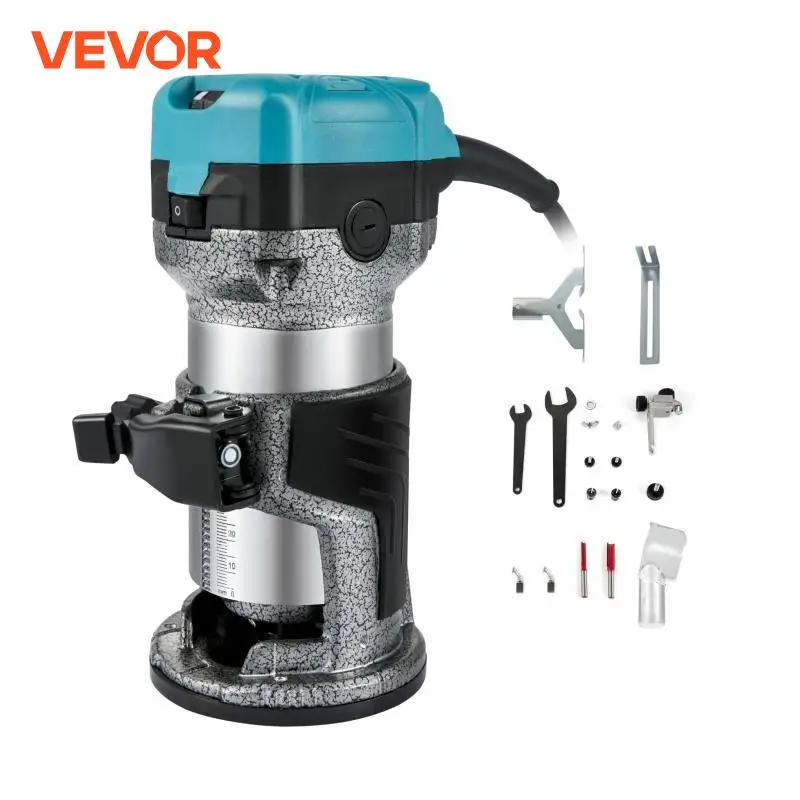 VEVOR Wood Router Machine Electric Trimmer 710W 33000RPM Power Carpentry Tool for Woodworking Trimming Grooving Carving Milling