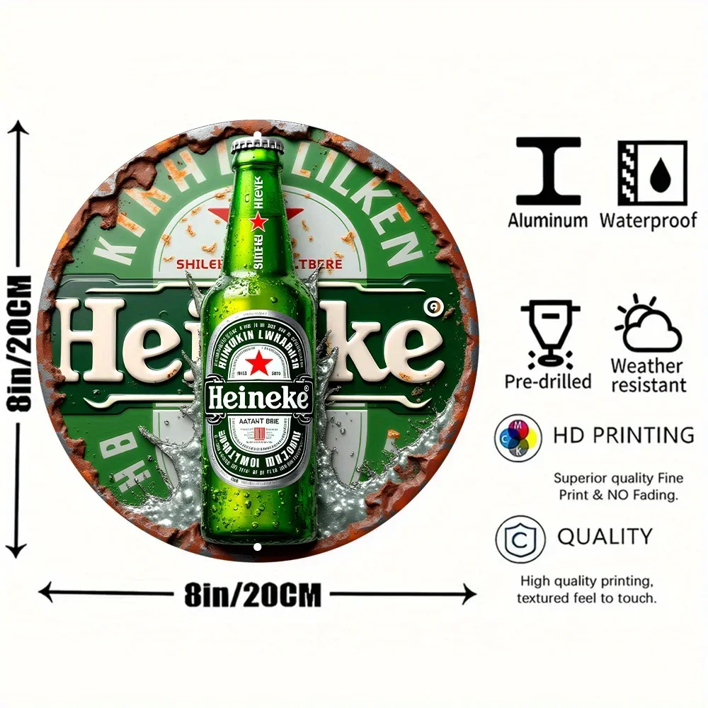 Panneau décoratif 2D en aluminium pour bouteille de bière, une seule pièce, à suspendre au mur, art métallique multifonctionnel, idéal pour la cuisine, le jardin, le bureau, les festivals et la décoration du Nouvel An chinois.