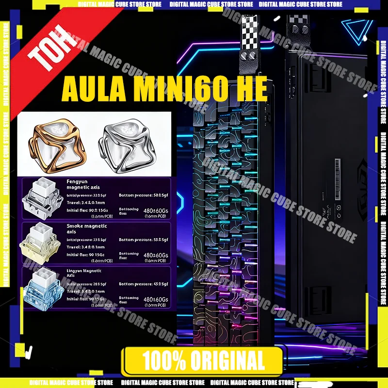 

Новая AULA MINI60 HE беспроводная Bluetooth 3-режимная клавиатура с магнитной осью, механическая высокопроизводительная игровая клавиатура FPS с низкой задержкой на заказ