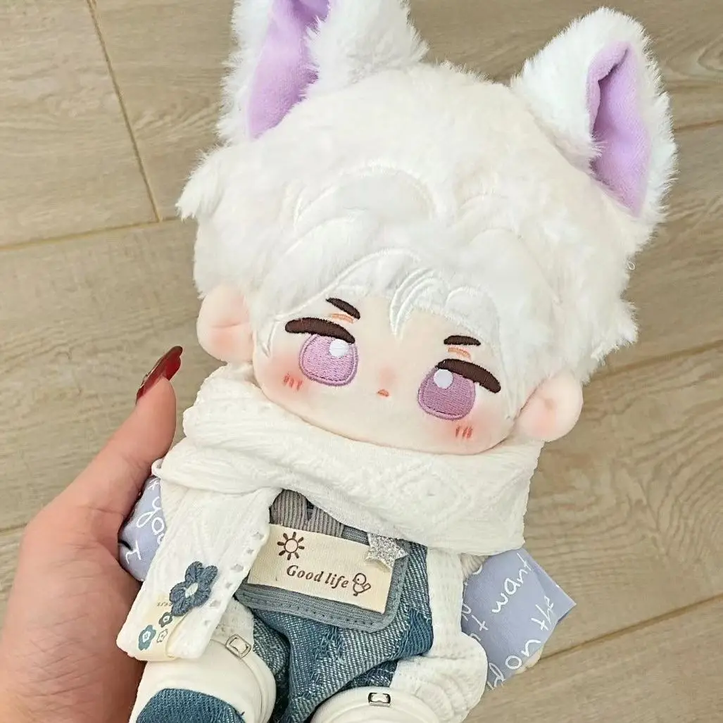 

20cm No Attribute Animal Beast Ears Tail Figure Handsome Boy Plush Doll Cotton Body Dress Up Outfit Stuffed Toys Xmas Gift