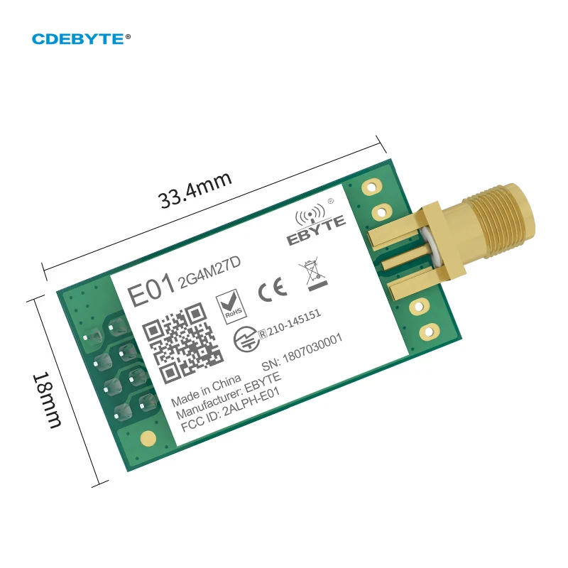 NRF24L01P Draadloze Rf Zender Afstandsbediening 2.4Ghz Module E01-2G4M27D 27dBm 5Km Dip Pa Lna Iot Smart Home Sensoren headset