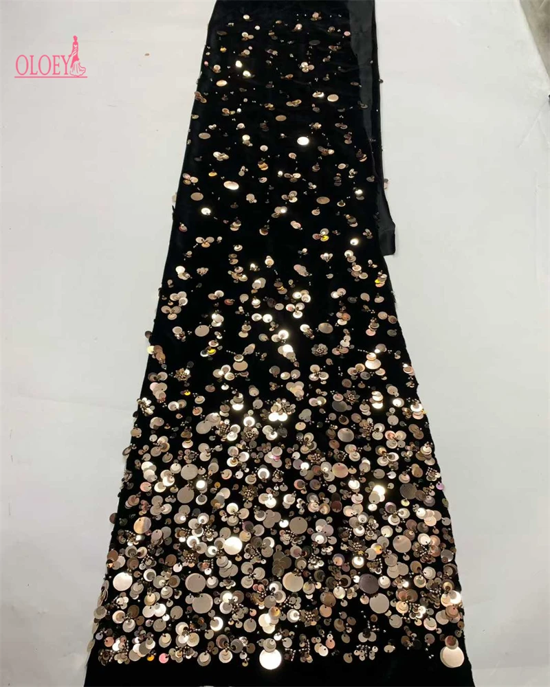 

OLOEYAfrican Beads Lace Fabric 2025 High Quality Nigerian Sequins Beads Lace Fabric French Laces Fabrics For Party Dress Sew