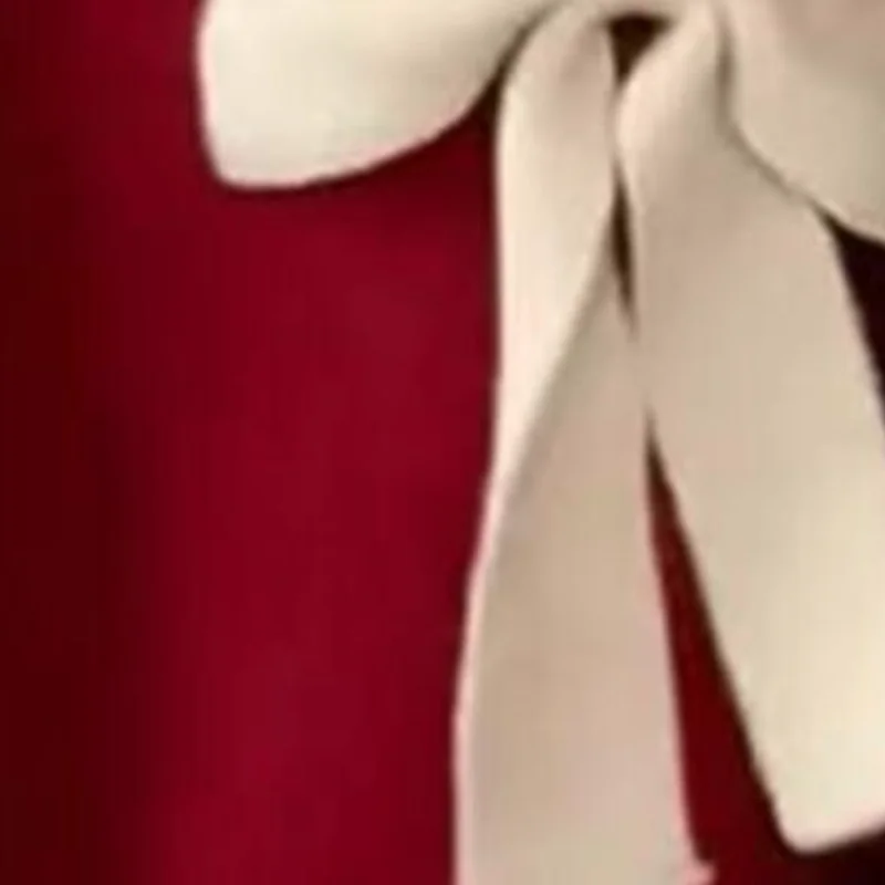 

Горячий новый модный осенне-зимний женский красный рождественский пуловер с бантом, свитер с толстым свободным дизайном, нишевый вязаный свитер в ленивом стиле