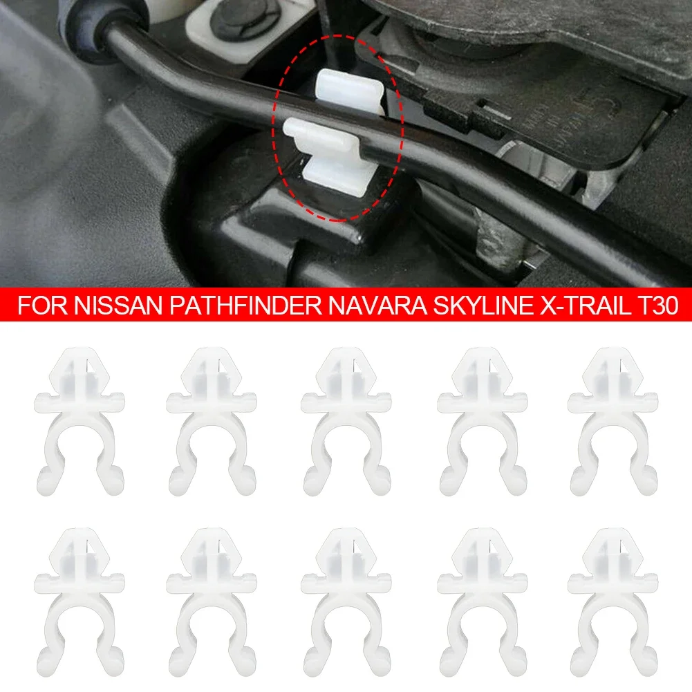 10Pcs Car Interior Bonnet Hood Rod Holder Clips Auto Accessories For Nissan Pathfinder Navara Skyline X-Trail T30 53452-90351