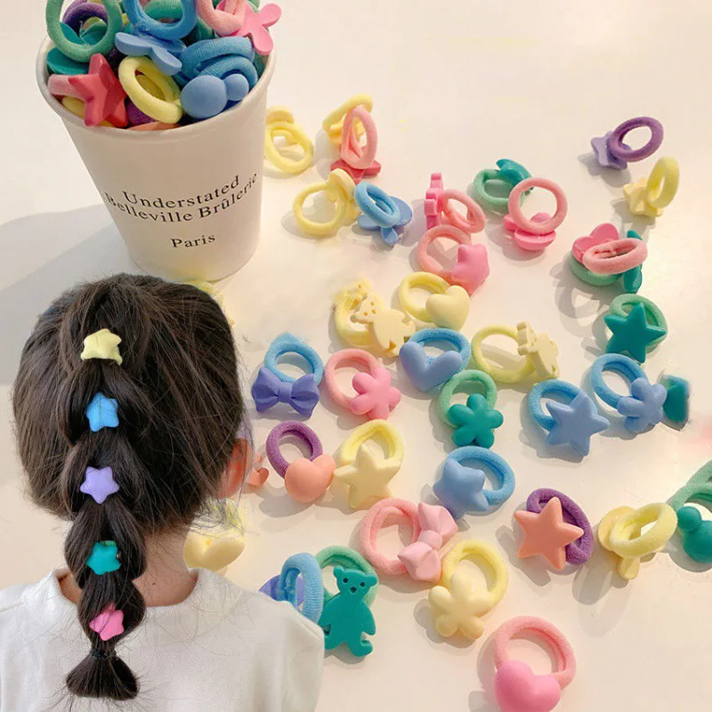 Cute Candy Colored Scrunchies para Bebés Meninas, Rabo De Cavalo De Borracha Grossa, High Elastic, Acessórios de Cabelo, 20Pcs