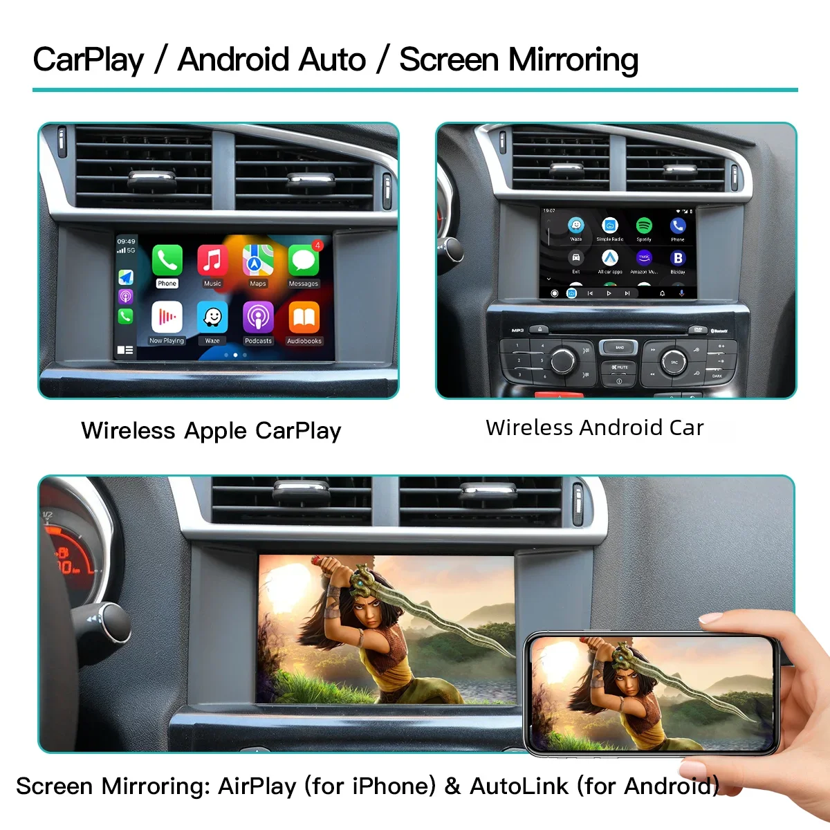 Wireless Carplay Android Auto For Peugeot Citroen SMEG NAC Picasso for Peugeot 308 508 208 3008 Ｍodule Box Mirror Link accessori