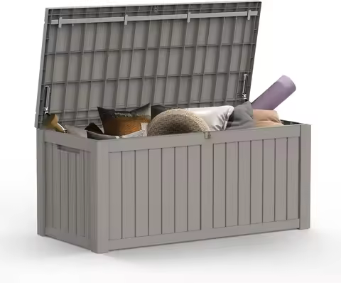 Outdoor Storage Box, 119 Gallon Waterproof Deck Box, Large Outside Storage Bin for Patio Furniture Cushions, Pool Supplies