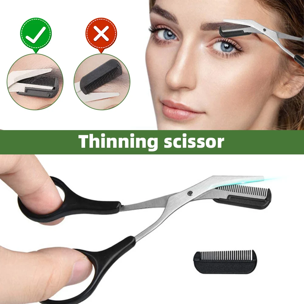 12PCS Black Eyebrow Trimmer Set Eyebrow Razor Kit Eyebrow Scissors Eyebrow Comb Razor for Face Tweezers Eyelash Eyelash Brush