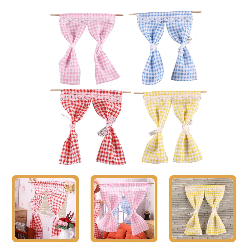 

4Pcs Miniature Curtains Set Handcrafted Details for Dollhouse Interior Decoration Enhance Cozy Atmosphere in Small Scale