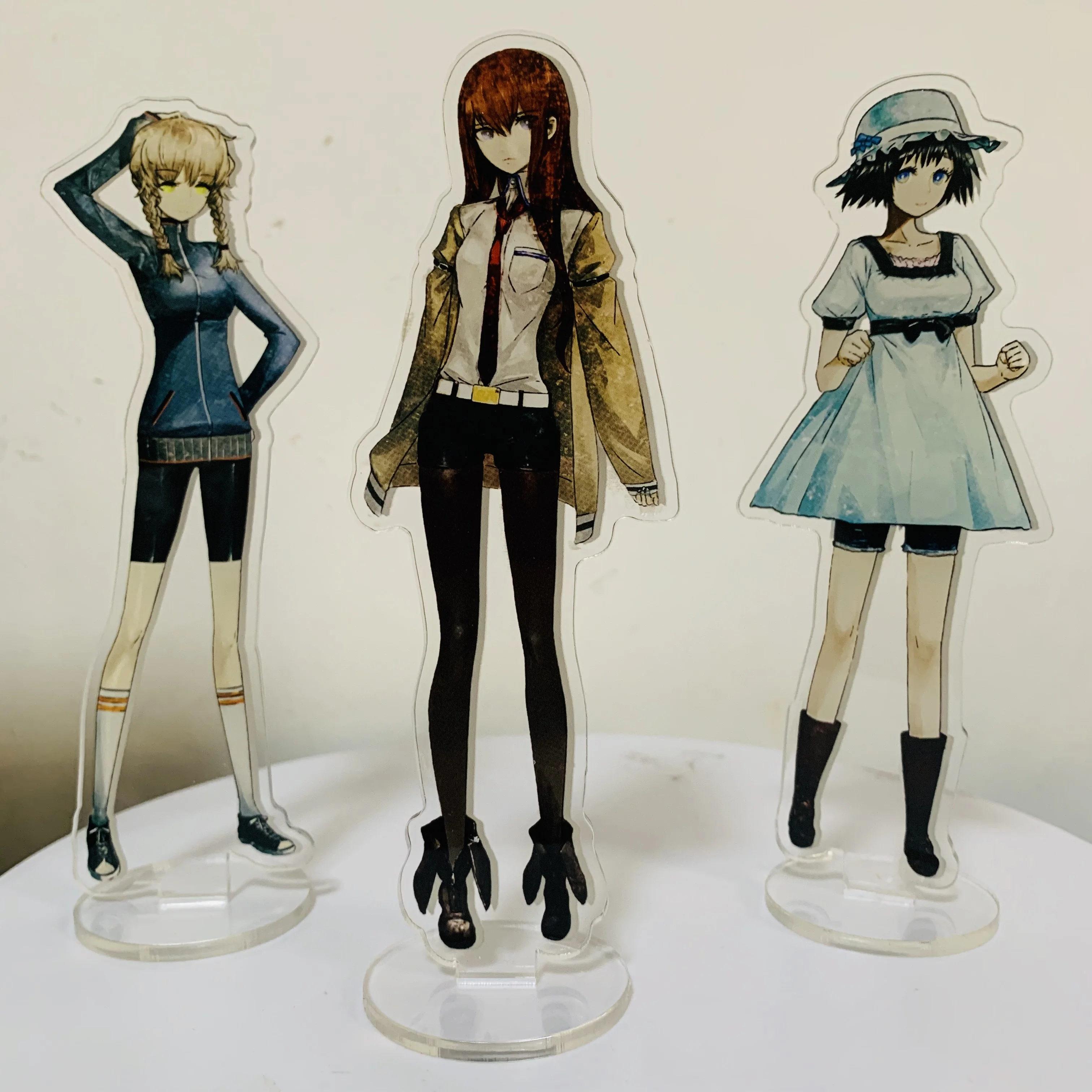 Japan Anime Steins Tor Abbildung Okabe Rintarou Makise Kurisu Hashida Itaru Cosplay Acryl Stand Modell Desktop Dekoration Requisiten