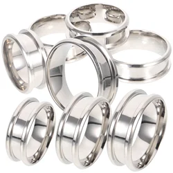 18pcs Band Finger Rings Polished Surface Stainless Steel Grooved Settings Ring Core Blank for Inlay Ring Jewelry Making Wide NEW