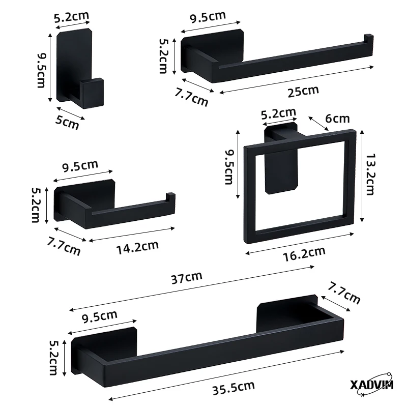 Toallero de acero inoxidable 304, soporte de papel, gancho para bata, negro, dorado, plateado, juegos de accesorios de baño