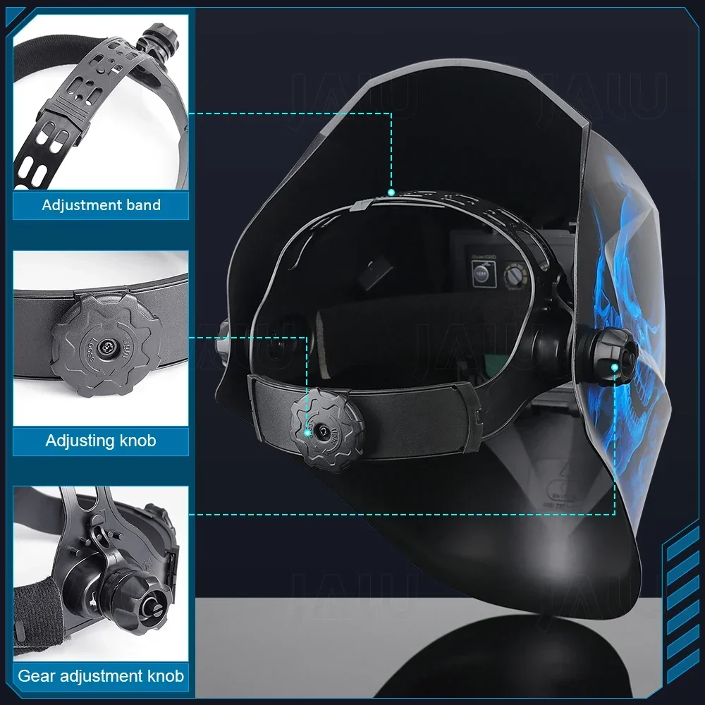 Imagem -03 - Máscara Facial de Soldagem Solar Escurecimento Automático Tela Lcd Escurecimento Automático Capacete de Soldador para Soldagem a Arco Corte de Moagem