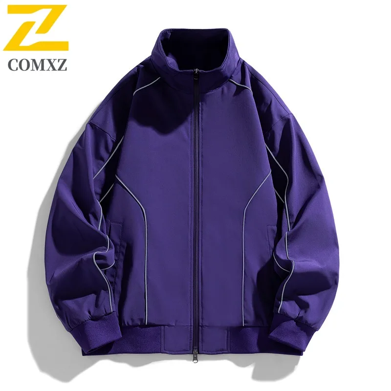 

COMXZ Men Baseball Uniform Solid Color Outdoor Waterproof Windproof Jogger Leisure Lightweight Rider Jacket Handsome Arcteryx