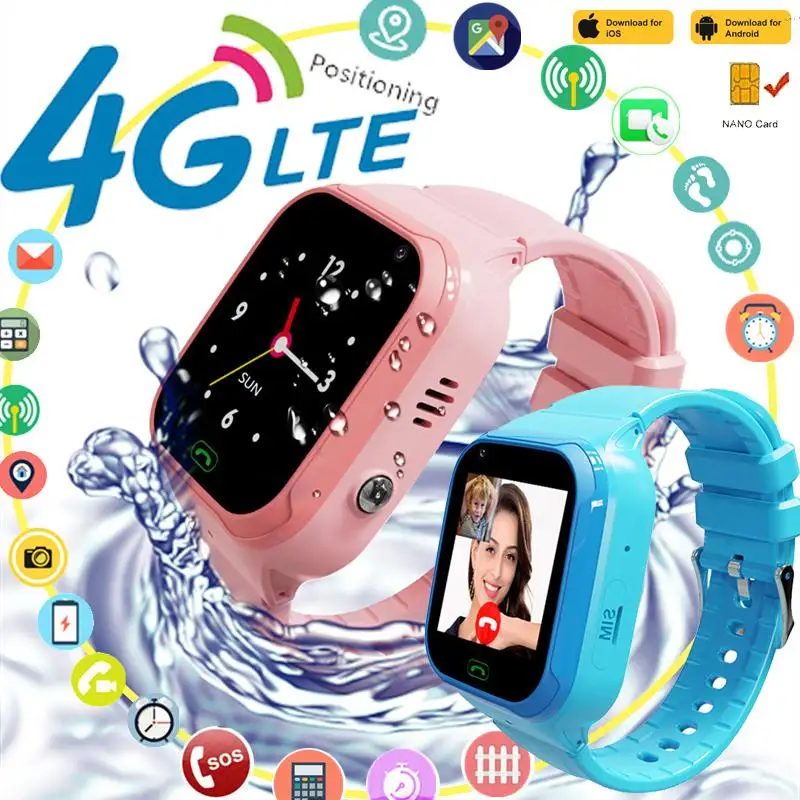 New New 4G Kids Smart Watch Global 4G Network Video Call Phone Watch LBS WIFI Map Location Tracker Camera Game Boys Girls