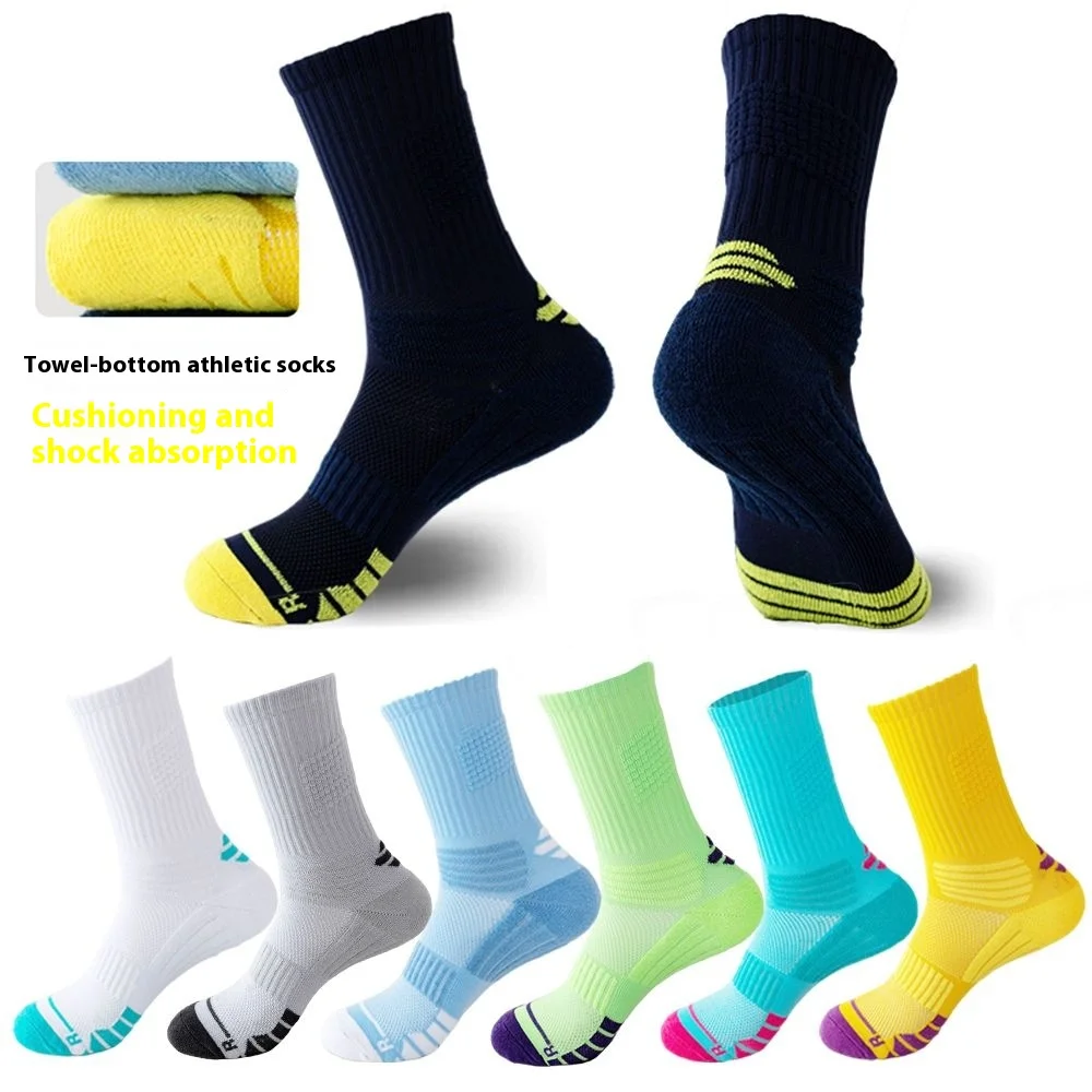 

3/7 пар осенне-зимних толстых теплых и амортизирующих высокоэластичных носков средней длины, профессиональных баскетбольных носков, spo