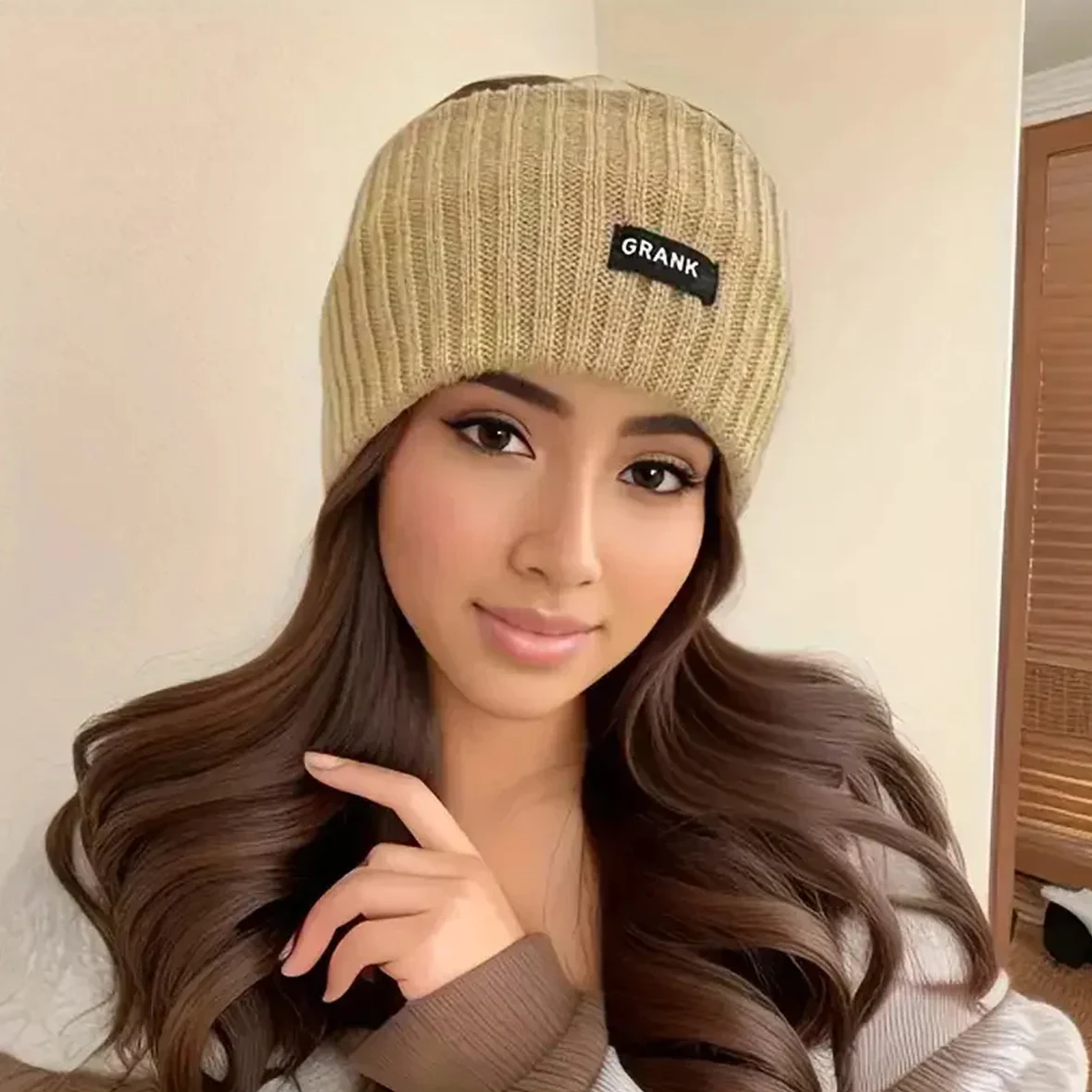 1PC Headband Knitted Women\'s New Forehead Protection Windproof Plush Wide Edge Headscarf Sports Fashion Headwear SmearHair Hoop