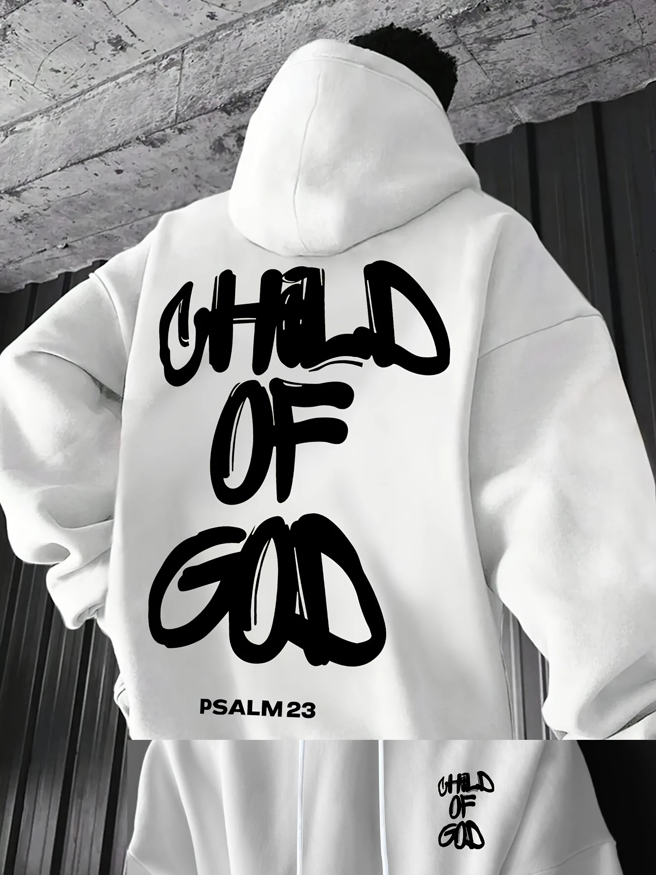Unisex Hoodie Child Of God Psalm 23 Print Oversized Christian Streetwear Sweatshirt Casual Long Sleeve Pullover Tops