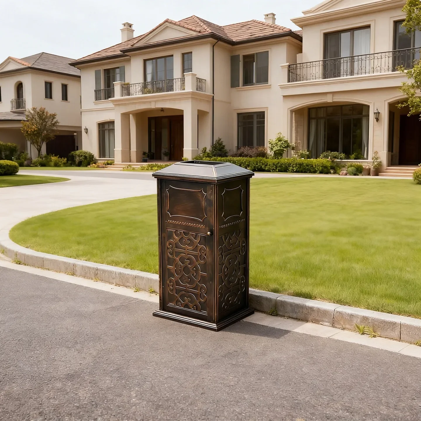 Outdoor trash can villa courtyard outdoor garden community sales department trash can cast aluminum