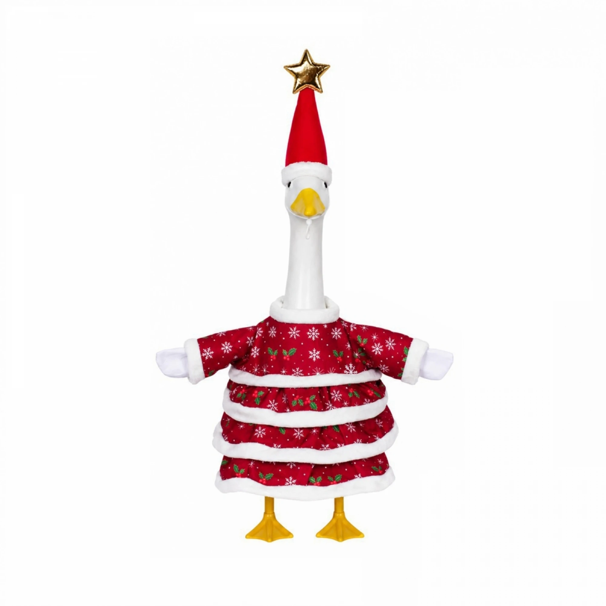 23 in Porch Goose Christmas Outfits Plush Trim Dress and Hat 2 Pcs Set
