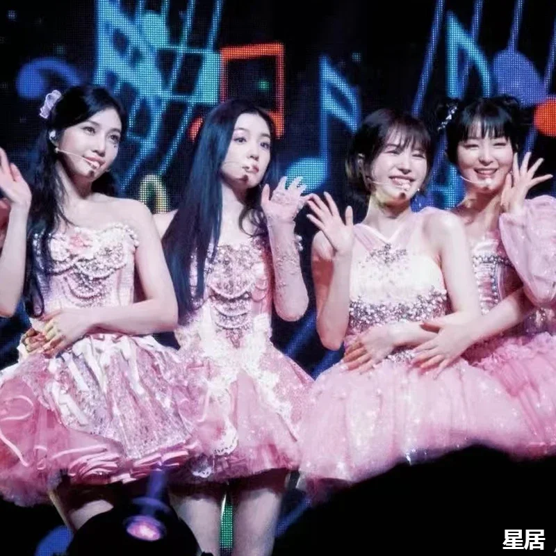 Vêtements de danse Jazz Kpop rose, robe licou, discothèque, Costumes de scène de chanteuse, tenues de Festival de groupe pour femmes coréennes, Rave, nouvelle collection