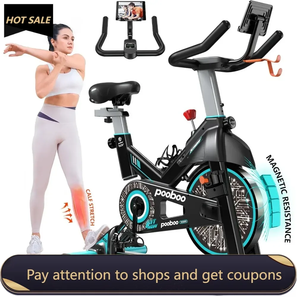 

Exercise Bike，Adjustable Magnetic/Brake Pad Resistance Silent Belt Drive，Indoor Cycling Bike for Home Cardio