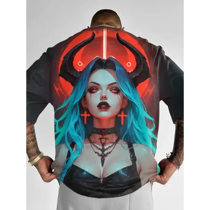 Men's T-Shirt Anime Character Tee 3D Sexy Beauty Printed t shirts Loose Casual Men's Clothing Fashion Short Sleeve Y2k Tops