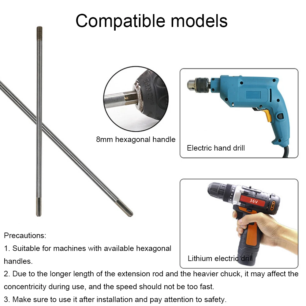 1PC asta di prolunga per la lavorazione del legno filettatura da 10mm a 6.35 giunto con impugnatura esagonale foro profondo accessorio per trapano