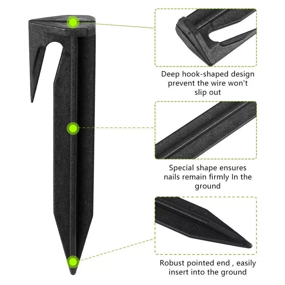 50PCS Lawn Mower Wire Stake Ground Spikes Fixing Pins Line Pegs for Laying Boundary Cables Quick Installation Garden Accessories